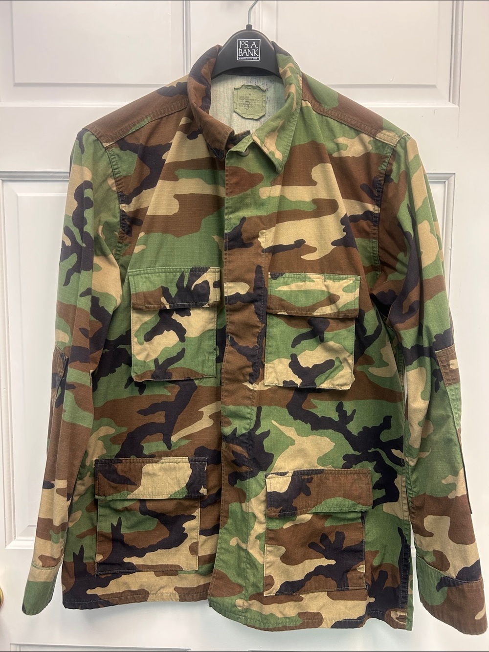 VTG 1999 US Military Issue Hot Weather Woodland Camo BDU Coat size Large-Long.